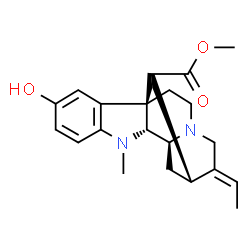 ChemSpider 2D Image | Akuammilan-17-oic acid, 1,2-dihydro-10-hydroxy-1-methyl-, methyl ester, (2beta)- | C21H26N2O3