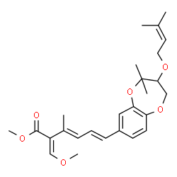 ChemSpider 2D Image | 3,5-Hexadienoic acid, 6-(3,4-dihydro-4,4-dimethyl-3-((3-methyl-2-butenyl)oxy)-2H-1,5-benzodioxepin-7-yl)-2-(methoxymethylene)-3-methyl-, methyl ester | C26H34O6