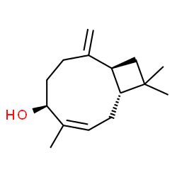 ChemSpider 2D Image | (1R,3Z,5S,9S)-4,11,11-Trimethyl-8-methylenebicyclo[7.2.0]undec-3-en-5-ol | C15H24O