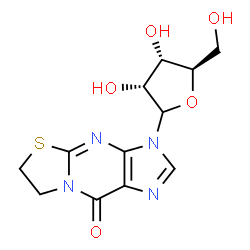 ChemSpider 2D Image | 3-(D-Ribofuranosyl)-6,7-dihydro[1,3]thiazolo[3,2-a]purin-9(3H)-one | C12H14N4O5S