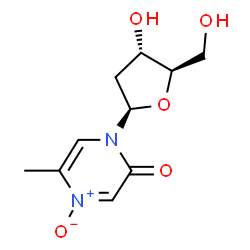 ChemSpider 2D Image | 1-(2-Deoxy-beta-D-erythro-pentofuranosyl)-5-methyl-2(1H)-pyrazinone 4-oxide | C10H14N2O5