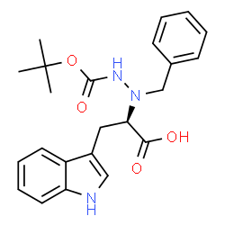 ChemSpider 2D Image | (2R)-2-(1-Benzyl-2-{[(2-methyl-2-propanyl)oxy]carbonyl}hydrazino)-3-(1H-indol-3-yl)propanoic acid | C23H27N3O4