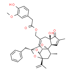 ChemSpider 2D Image | [(1R,2R,6R,10S,11R,13S,15R,17R)-13-Benzyl-6-hydroxy-15-isopropenyl-4,17-dimethyl-5-oxo-12,14,18-trioxapentacyclo[11.4.1.0~1,10~.0~2,6~.0~11,15~]octadeca-3,8-dien-8-yl]methyl (4-hydroxy-3-methoxyphenyl
)acetate | C37H40O9