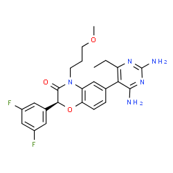 ChemSpider 2D Image | (2S)-6-(2,4-Diamino-6-ethyl-5-pyrimidinyl)-2-(3,5-difluorophenyl)-4-(3-methoxypropyl)-2H-1,4-benzoxazin-3(4H)-one | C24H25F2N5O3
