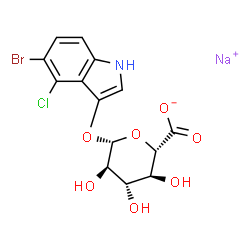 ChemSpider 2D Image | 5-Bromo-4-chloro-3-indolyl beta-D-glucuronide sodium salt | C14H12BrClNNaO7
