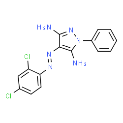 ChemSpider 2D Image | 4-(2,4-Dichloro-phenylazo)-1-phenyl-1H-pyrazole-3,5-diamine | C15H12Cl2N6