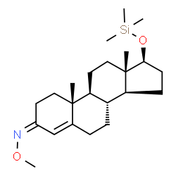 ChemSpider 2D Image | Androst-4-en-3-one, 17-[(trimethylsilyl)oxy]-, O-methyloxime, (17.beta.)- | C23H39NO2Si