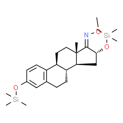 ChemSpider 2D Image | Estra-1,3,5(10)-trien-17-one, 3,16-bis[(trimethylsilyl)oxy]-, O-methyloxime, (16.alpha.)- | C25H41NO3Si2