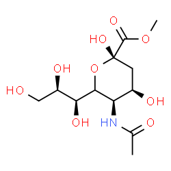 ChemSpider 2D Image | Methyl 5-acetamido-3,5-dideoxy-6-[(1S,2R)-1,2,3-trihydroxypropyl]-alpha-L-erythro-hex-2-ulopyranosonate | C12H21NO9