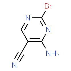 ChemSpider 2D Image | 4-Amino-2-bromo-5-pyrimidinecarbonitrile | C5H3BrN4