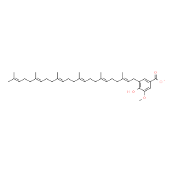 ChemSpider 2D Image | 3-(3,7,11,15,19,23-hexamethyltetracosa-2,6,10,14,18,22-hexaenyl)-4-hydroxy-5-methoxy-benzoate | C38H55O4