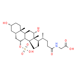 ChemSpider 2D Image | N-[(3alpha,5beta,7alpha,8xi,12alpha)-3,12-Dihydroxy-24-oxo-7-(sulfooxy)cholan-24-yl]glycine | C26H43NO9S