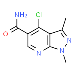 ChemSpider 2D Image | 4-CHLORO-1,3-DIMETHYL-1H-PYRAZOLO[3,4-B]PYRIDINE-5-CARBOXAMIDE | C9H9ClN4O