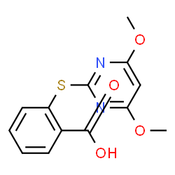 ChemSpider 2D Image | 2-[(4,6-dimethoxy-2-pyrimidinyl)thio]benzoic acid | C13H12N2O4S