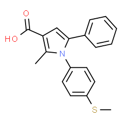 ChemSpider 2D Image | 2-METHYL-1-[4-(METHYLTHIO)PHENYL]-5-PHENYL-1H-PYRROLE-3-CARBOXYLIC ACID | C19H17NO2S