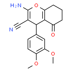 ChemSpider 2D Image | 2-Amino-4-(3,4-dimethoxyphenyl)-5-oxo-5,6,7,8-tetrahydro-4H-chromene-3-carbonitrile | C18H18N2O4
