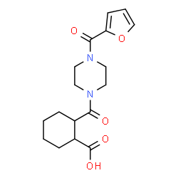 ChemSpider 2D Image | 2-{[4-(2-Furoyl)-1-piperazinyl]carbonyl}cyclohexanecarboxylic acid | C17H22N2O5