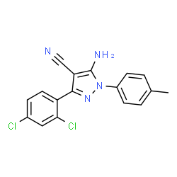 ChemSpider 2D Image | 5-Amino-3-(2,4-dichlorophenyl)-1-(4-methylphenyl)-1H-pyrazole-4-carbonitrile | C17H12Cl2N4