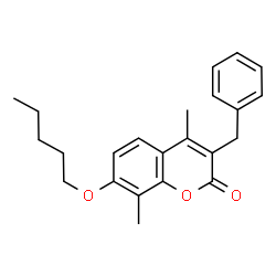 ChemSpider 2D Image | 3-Benzyl-4,8-dimethyl-7-(pentyloxy)-2H-chromen-2-one | C23H26O3