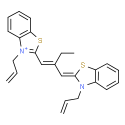ChemSpider 2D Image | 3-Allyl-2-{(1E)-2-[(Z)-(3-allyl-1,3-benzothiazol-2(3H)-ylidene)methyl]-1-buten-1-yl}-1,3-benzothiazol-3-ium | C25H25N2S2
