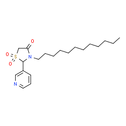ChemSpider 2D Image | 3-Dodecyl-2-(3-pyridinyl)-1,3-thiazolidin-4-one 1,1-dioxide | C20H32N2O3S
