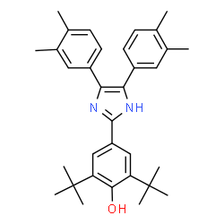 ChemSpider 2D Image | 4-[4,5-Bis(3,4-dimethylphenyl)-1H-imidazol-2-yl]-2,6-bis(2-methyl-2-propanyl)phenol | C33H40N2O