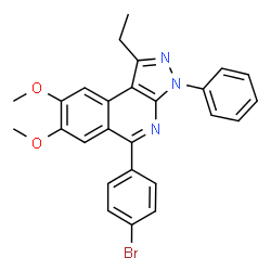 ChemSpider 2D Image | 5-(4-Bromophenyl)-1-ethyl-7,8-dimethoxy-3-phenyl-3H-pyrazolo[3,4-c]isoquinoline | C26H22BrN3O2