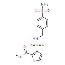 ChemSpider 2D Image | Methyl 3-[(4-sulfamoylbenzyl)sulfamoyl]-2-thiophenecarboxylate | C13H14N2O6S3