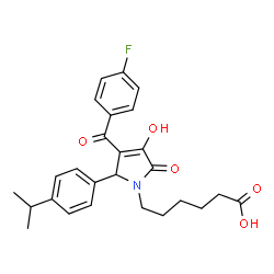ChemSpider 2D Image | 6-[3-(4-Fluorobenzoyl)-4-hydroxy-2-(4-isopropylphenyl)-5-oxo-2,5-dihydro-1H-pyrrol-1-yl]hexanoic acid | C26H28FNO5