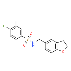 ChemSpider 2D Image | N-(2,3-Dihydro-1-benzofuran-5-ylmethyl)-3,4-difluorobenzenesulfonamide | C15H13F2NO3S