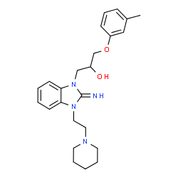 ChemSpider 2D Image | 1-[2-imino-3-[2-(1-piperidinyl)ethyl]-1-benzimidazolyl]-3-(3-methylphenoxy)-2-propanol | C24H32N4O2
