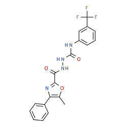 ChemSpider 2D Image | 2-[(5-Methyl-4-phenyl-1,3-oxazol-2-yl)carbonyl]-N-[3-(trifluoromethyl)phenyl]hydrazinecarboxamide | C19H15F3N4O3