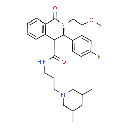 ChemSpider 2D Image | N-[3-(3,5-Dimethyl-1-piperidinyl)propyl]-3-(4-fluorophenyl)-2-(2-methoxyethyl)-1-oxo-1,2,3,4-tetrahydro-4-isoquinolinecarboxamide | C29H38FN3O3