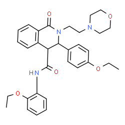 ChemSpider 2D Image | N-(2-Ethoxyphenyl)-3-(4-ethoxyphenyl)-2-[2-(4-morpholinyl)ethyl]-1-oxo-1,2,3,4-tetrahydro-4-isoquinolinecarboxamide | C32H37N3O5