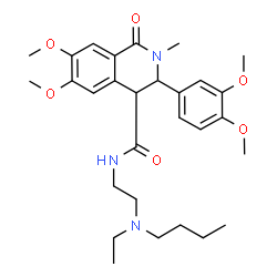 ChemSpider 2D Image | N-{2-[Butyl(ethyl)amino]ethyl}-3-(3,4-dimethoxyphenyl)-6,7-dimethoxy-2-methyl-1-oxo-1,2,3,4-tetrahydro-4-isoquinolinecarboxamide | C29H41N3O6