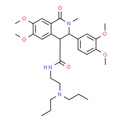 ChemSpider 2D Image | 3-(3,4-Dimethoxyphenyl)-N-[2-(dipropylamino)ethyl]-6,7-dimethoxy-2-methyl-1-oxo-1,2,3,4-tetrahydro-4-isoquinolinecarboxamide | C29H41N3O6