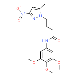 ChemSpider 2D Image | 4-(5-Methyl-3-nitro-1H-pyrazol-1-yl)-N-(3,4,5-trimethoxyphenyl)butanamide | C17H22N4O6