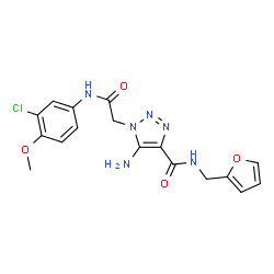 ChemSpider 2D Image | 5-Amino-1-{2-[(3-chloro-4-methoxyphenyl)amino]-2-oxoethyl}-N-(2-furylmethyl)-1H-1,2,3-triazole-4-carboxamide | C17H17ClN6O4