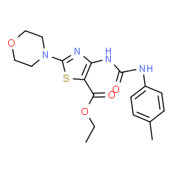 ChemSpider 2D Image | Ethyl 4-{[(4-methylphenyl)carbamoyl]amino}-2-(4-morpholinyl)-1,3-thiazole-5-carboxylate | C18H22N4O4S