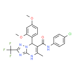 ChemSpider 2D Image | N-(4-Chlorophenyl)-7-(2,4-dimethoxyphenyl)-5-methyl-2-(trifluoromethyl)-1,7-dihydro[1,2,4]triazolo[1,5-a]pyrimidine-6-carboxamide | C22H19ClF3N5O3