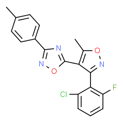 ChemSpider 2D Image | 5-[3-(2-chloro-6-fluorophenyl)-5-methylisoxazol-4-yl]-3-(4-methylphenyl)-1,2,4-oxadiazole | C19H13ClFN3O2