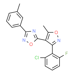 ChemSpider 2D Image | 5-[3-(2-chloro-6-fluorophenyl)-5-methylisoxazol-4-yl]-3-(3-methylphenyl)-1,2,4-oxadiazole | C19H13ClFN3O2