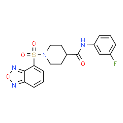 ChemSpider 2D Image | 1-(2,1,3-Benzoxadiazol-4-ylsulfonyl)-N-(3-fluorophenyl)-4-piperidinecarboxamide | C18H17FN4O4S