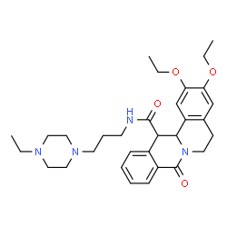 ChemSpider 2D Image | 2,3-Diethoxy-N-[3-(4-ethyl-1-piperazinyl)propyl]-8-oxo-5,8,13,13a-tetrahydro-6H-isoquinolino[3,2-a]isoquinoline-13-carboxamide | C31H42N4O4