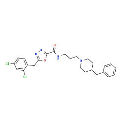 ChemSpider 2D Image | N-[3-(4-Benzyl-1-piperidinyl)propyl]-5-(2,4-dichlorobenzyl)-1,3,4-oxadiazole-2-carboxamide | C25H28Cl2N4O2