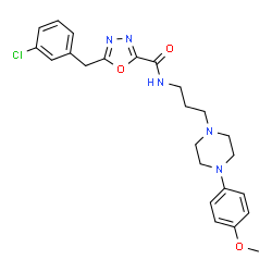 ChemSpider 2D Image | 5-(3-Chlorobenzyl)-N-{3-[4-(4-methoxyphenyl)-1-piperazinyl]propyl}-1,3,4-oxadiazole-2-carboxamide | C24H28ClN5O3