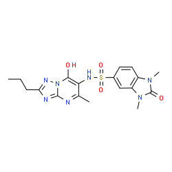 ChemSpider 2D Image | N-(7-Hydroxy-5-methyl-2-propyl[1,2,4]triazolo[1,5-a]pyrimidin-6-yl)-1,3-dimethyl-2-oxo-2,3-dihydro-1H-benzimidazole-5-sulfonamide | C18H21N7O4S
