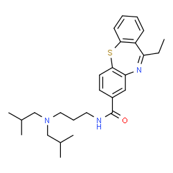 ChemSpider 2D Image | N-[3-(Diisobutylamino)propyl]-11-ethyldibenzo[b,f][1,4]thiazepine-8-carboxamide | C27H37N3OS