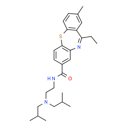 ChemSpider 2D Image | N-[2-(Diisobutylamino)ethyl]-11-ethyl-2-methyldibenzo[b,f][1,4]thiazepine-8-carboxamide | C27H37N3OS