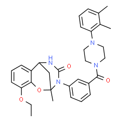 ChemSpider 2D Image | 10-(3-{[4-(2,3-Dimethylphenyl)-1-piperazinyl]carbonyl}phenyl)-6-ethoxy-9-methyl-8-oxa-10,12-diazatricyclo[7.3.1.0~2,7~]trideca-2,4,6-trien-11-one | C32H36N4O4